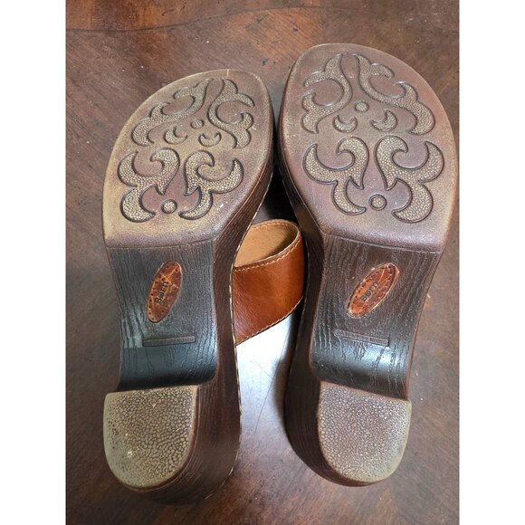 Born Women's Brown Leather Slide Y2k Sandals Adjustable Buckle Strap Size 11 - Picture 8 of 11